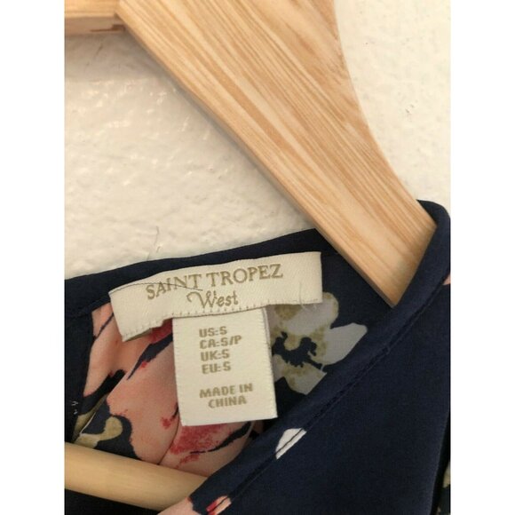 Saint Tropez West Navy Blue Floral Print Tank Top Blouse Women's Small - Picture 3 of 4